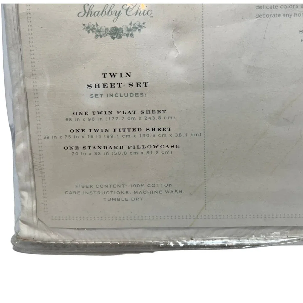NWT Simply Shabby Chic Rachel Ashwell TWIN sheet set with ruffle - Picture 4 of 5